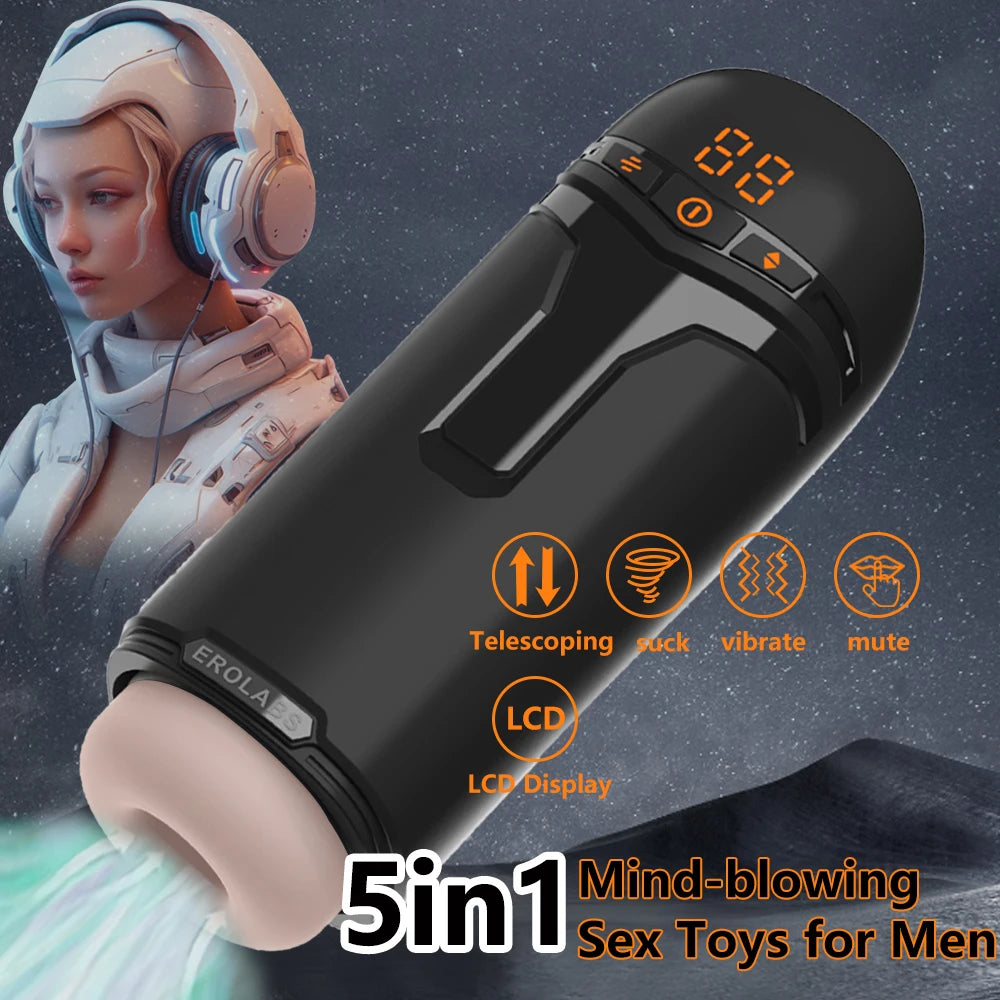 5 In 1 Male Masturbation Cup App Control Suction Vibrator