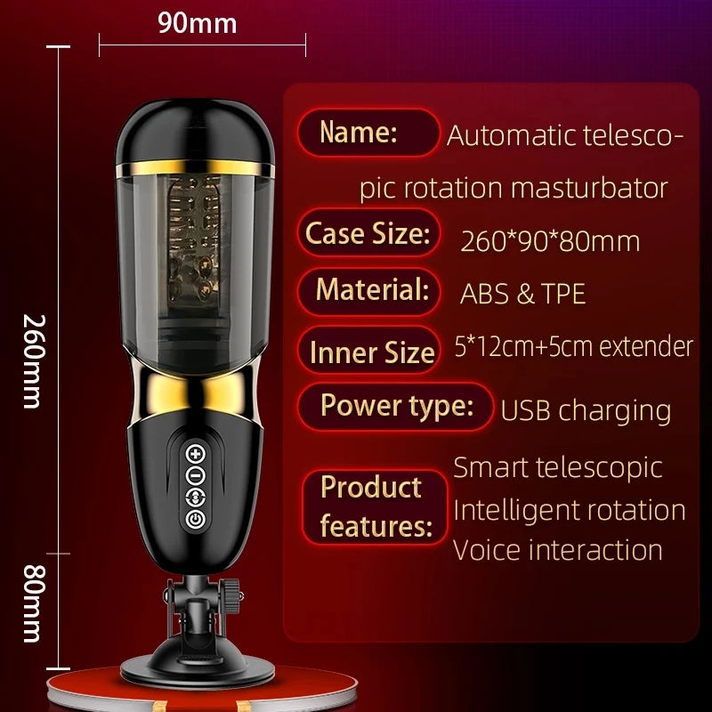 Automatic Telescopic Sucking Rotation Male Masturbation Cup