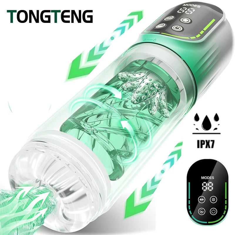 Telescopic Rotation Masturbator Cup Vagina Blowjob Sex Toy