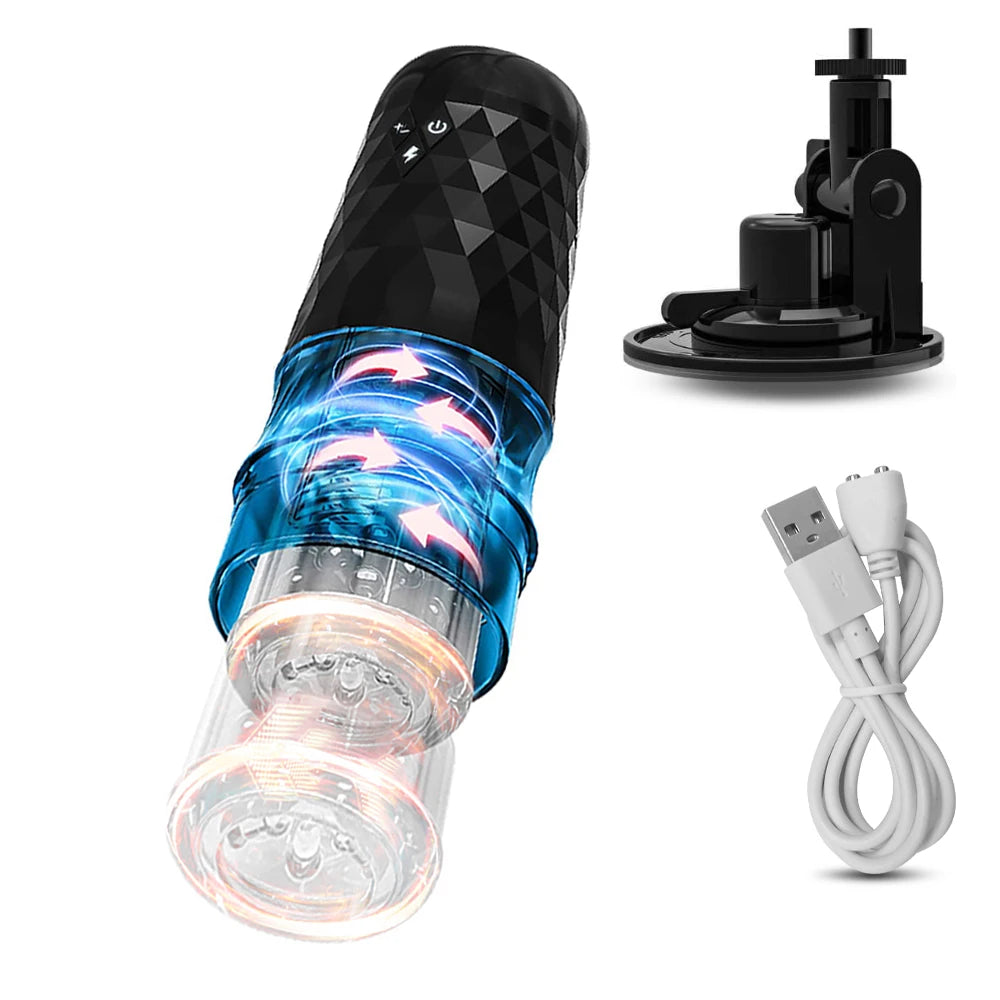 Telescopic Rotation Male Masturbator Automatic Piston Toy
