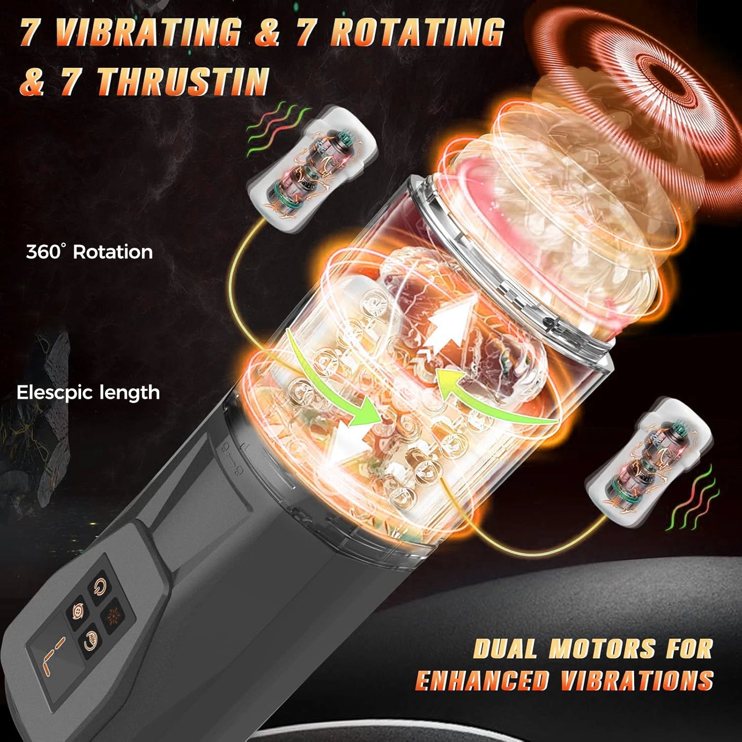 3 in 1 Automatic Male Masturbator with Vibrator and Rotating Thrusting Licking Men Penis Trainer