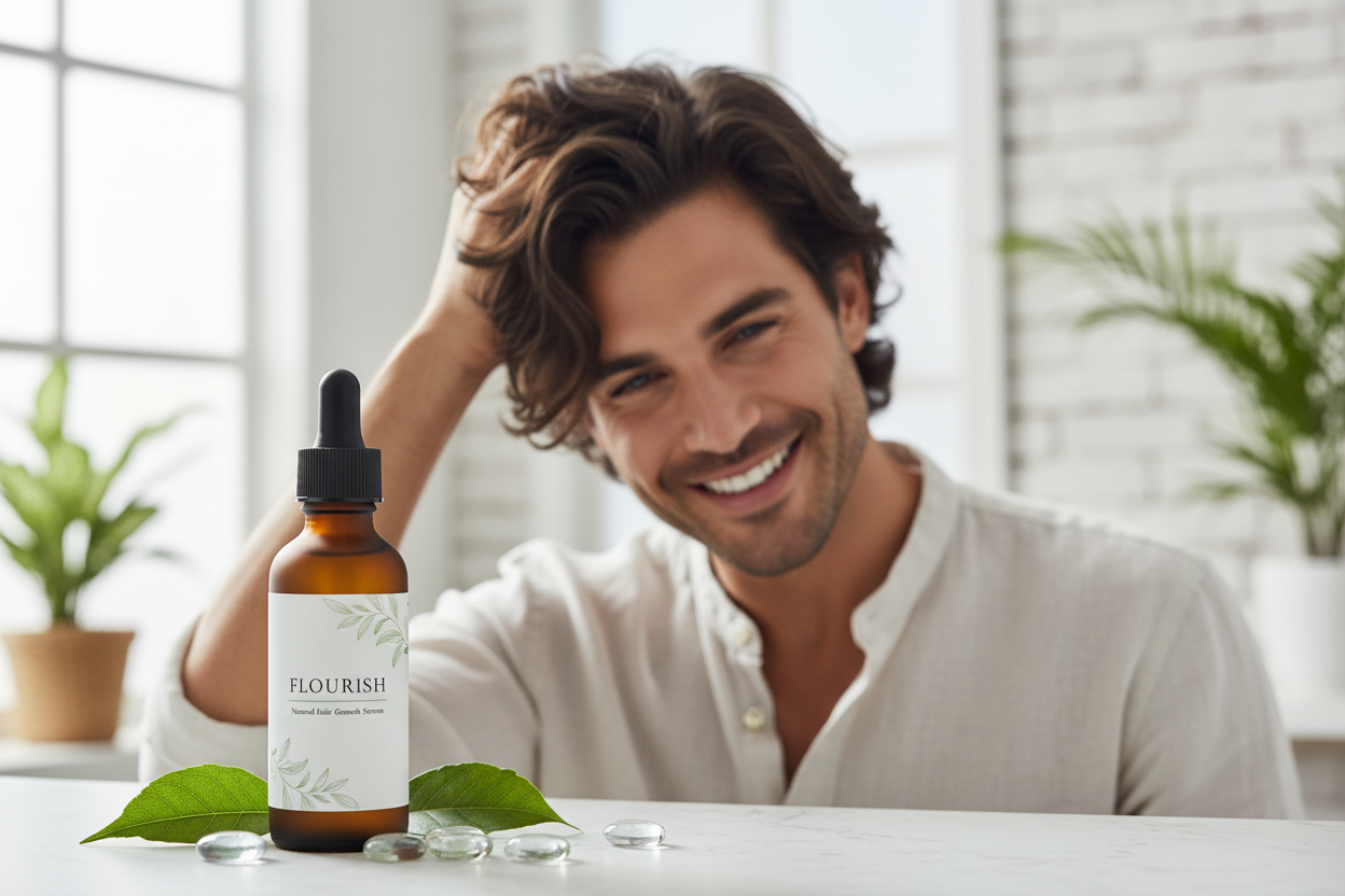 Natural Hair Growth Serum including person men
