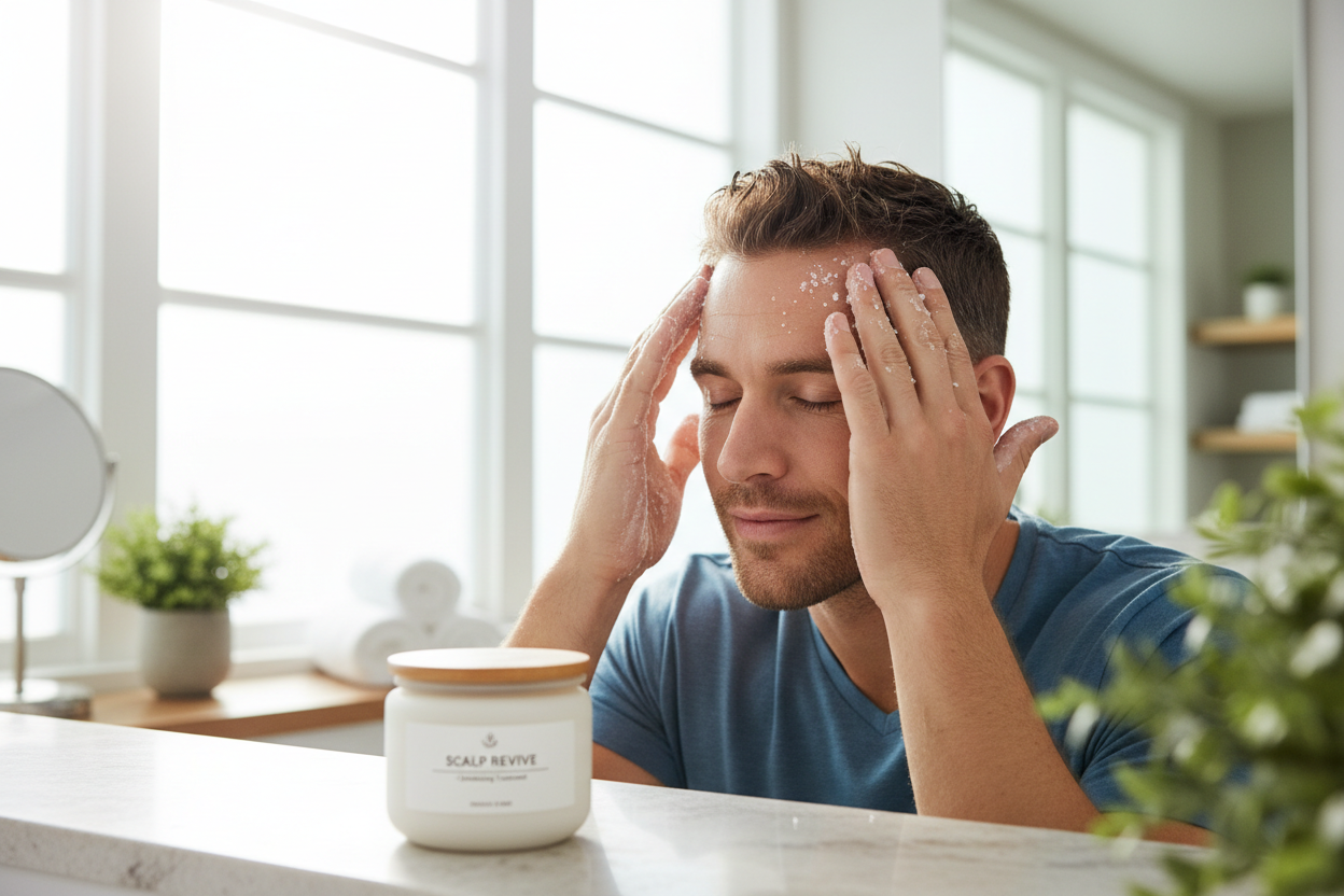 Scalp Exfoliating Scrub including person men